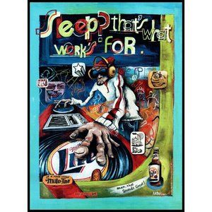 2002 Miller Lite Beet Vintage Print Ad Night Club DJ Cartoon Wall Art